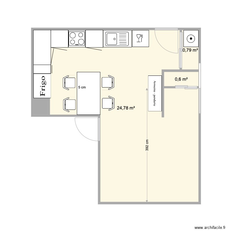 CUISINE 4. Plan de 4 pièces et 26 m2