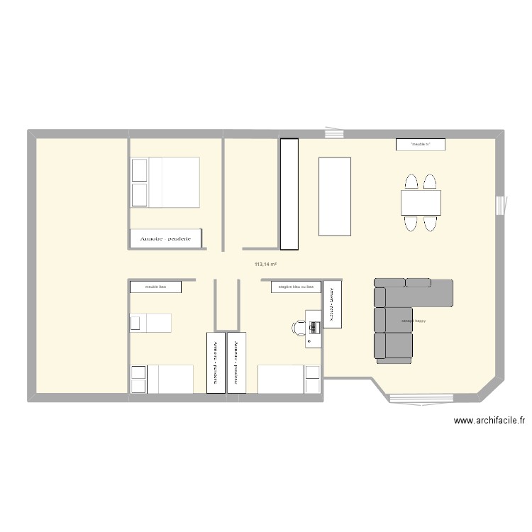 Maison Mazerolles. Plan de 1 pièce et 113 m2