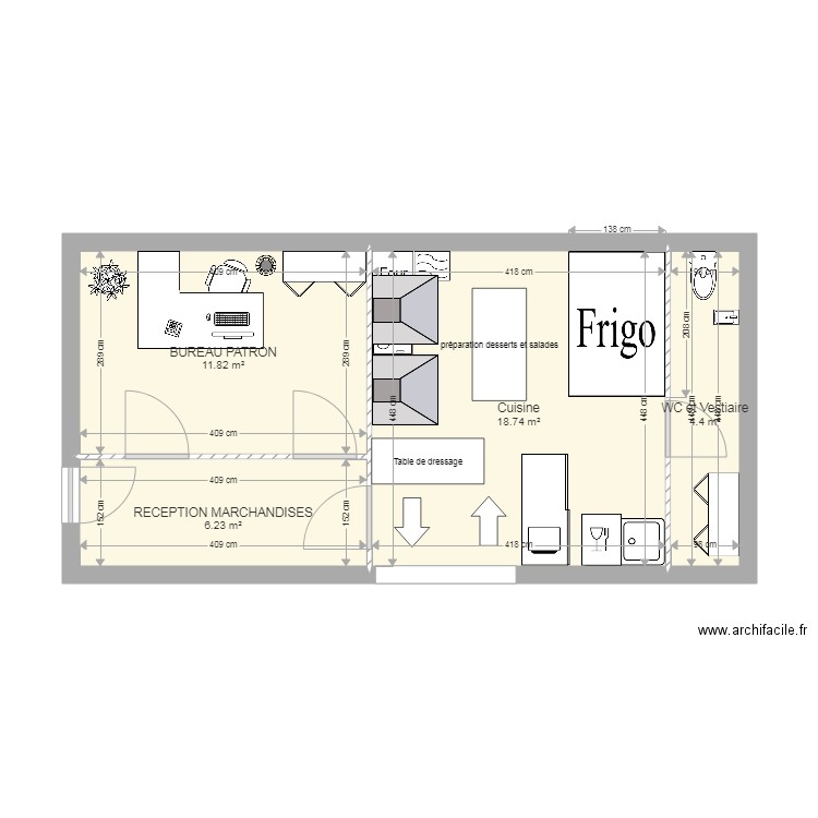 Extension cuisine 2 avec cotations. Plan de 0 pièce et 0 m2