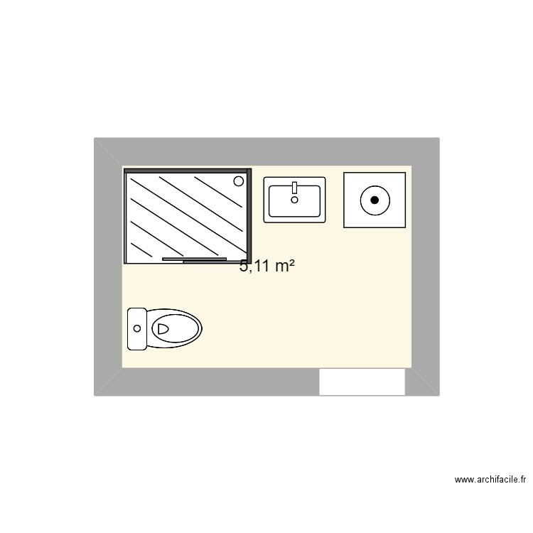 SDB Poincelot. Plan de 1 pièce et 5 m2