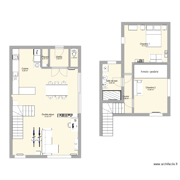 Appartement v2. Plan de 0 pièce et 0 m2