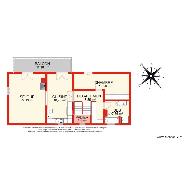 BI 6775 ETAGE 1. Plan de 10 pièces et 95 m2