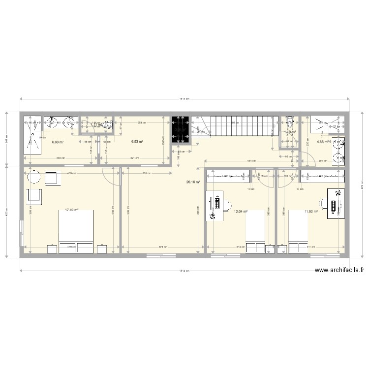 thibault valentine elne plan étage escalier un quart tournant hautavec cotations. Plan de 0 pièce et 0 m2