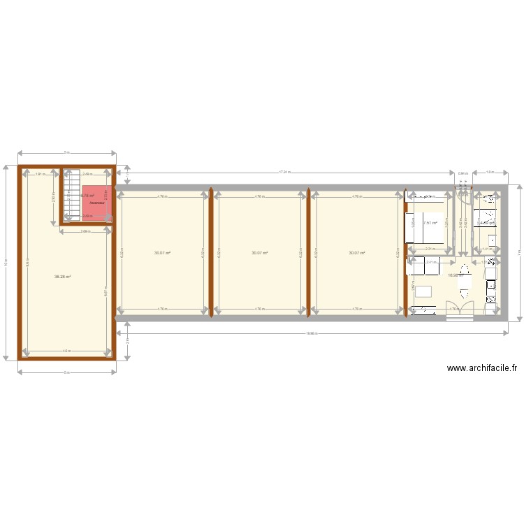 Plan RDC sud avec ascenseur. Plan de 0 pièce et 0 m2