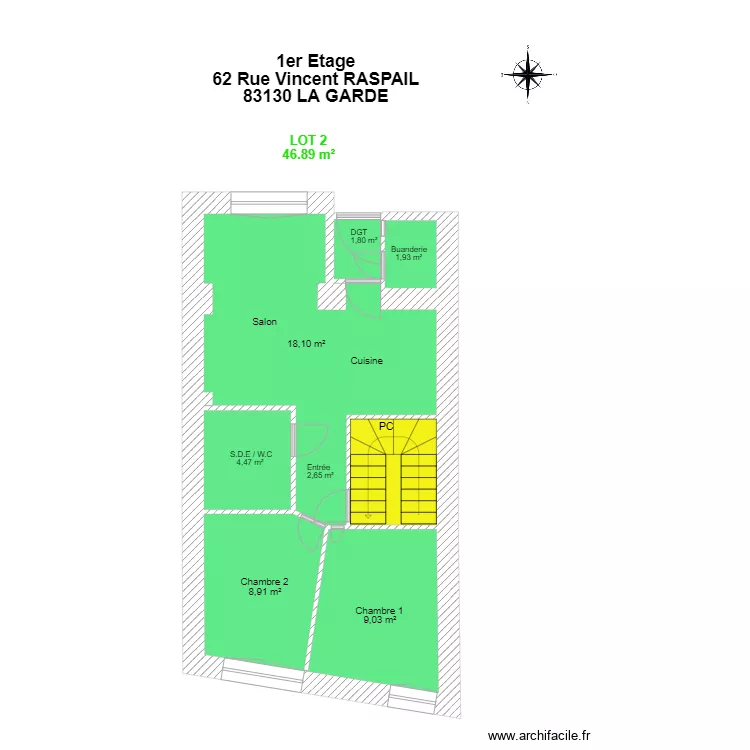 DELCENSERIE LA GARDE ETAGE 1 LOT 2. Plan de DELCENSERIE LA GARDE ETAGE 1 LOT 2. Plan de