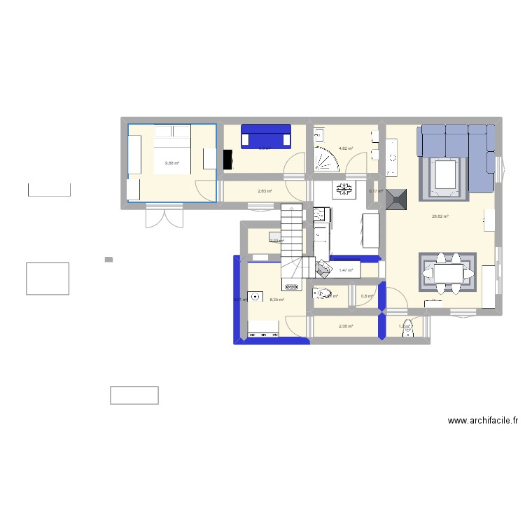 AL Hajjar. Plan de 14 pièces et 67 m2