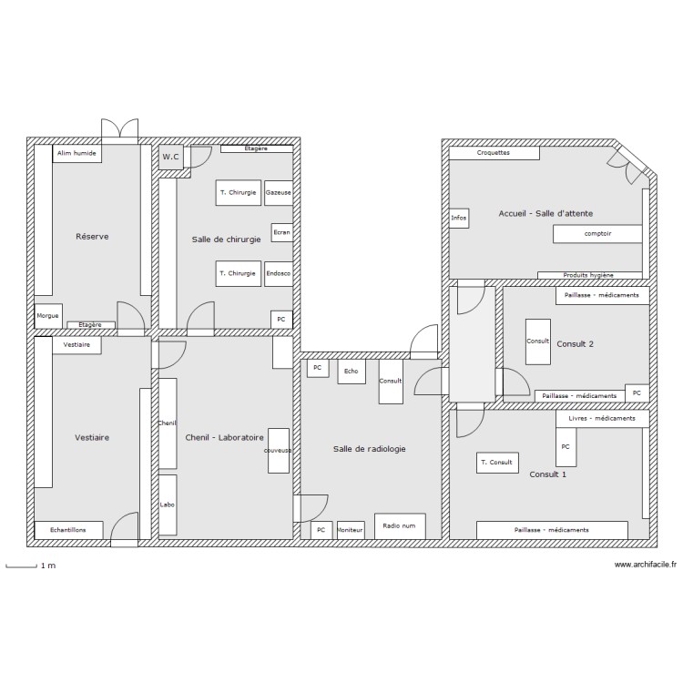Plan clinique equip&eacute;3. Plan de 0 pièce et 0 m2