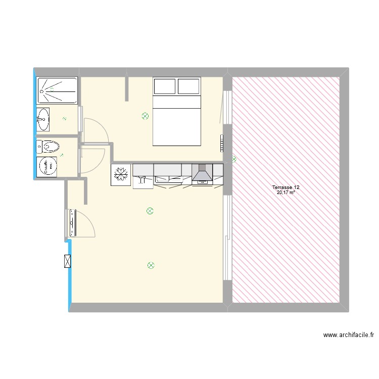 Appartement 12 terrasse Seb 1. Plan de 5 pièces et 51 m2