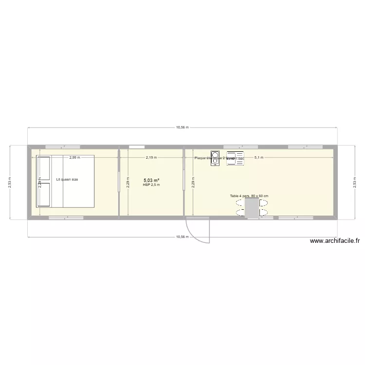 BUS. Plan de 3 pièces et 24 m²