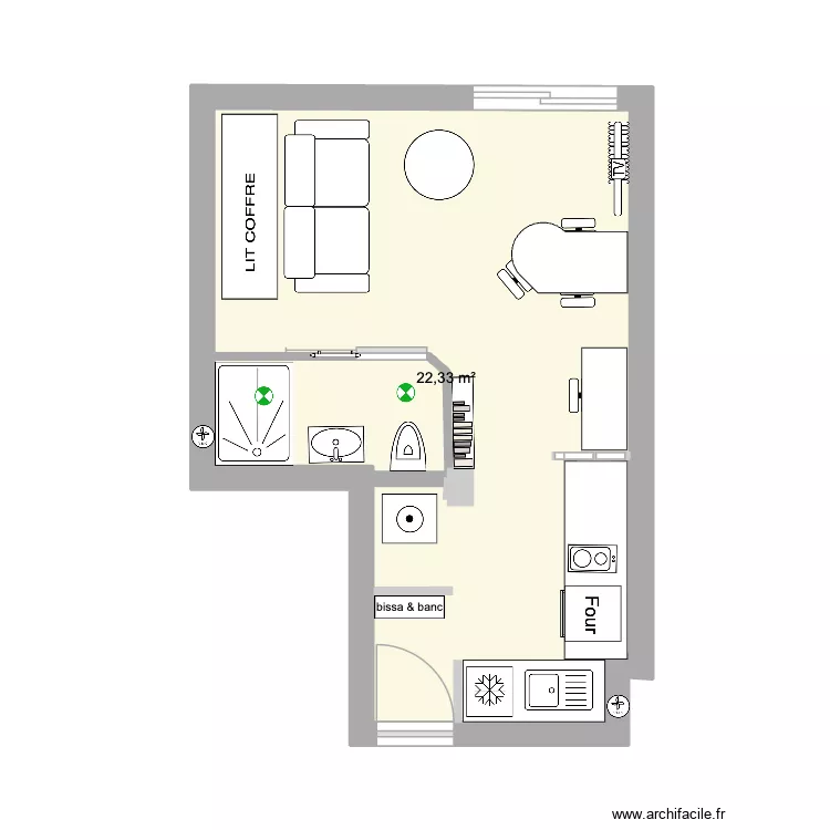 plan BESTA. Plan de 1 pièce et 22 m²