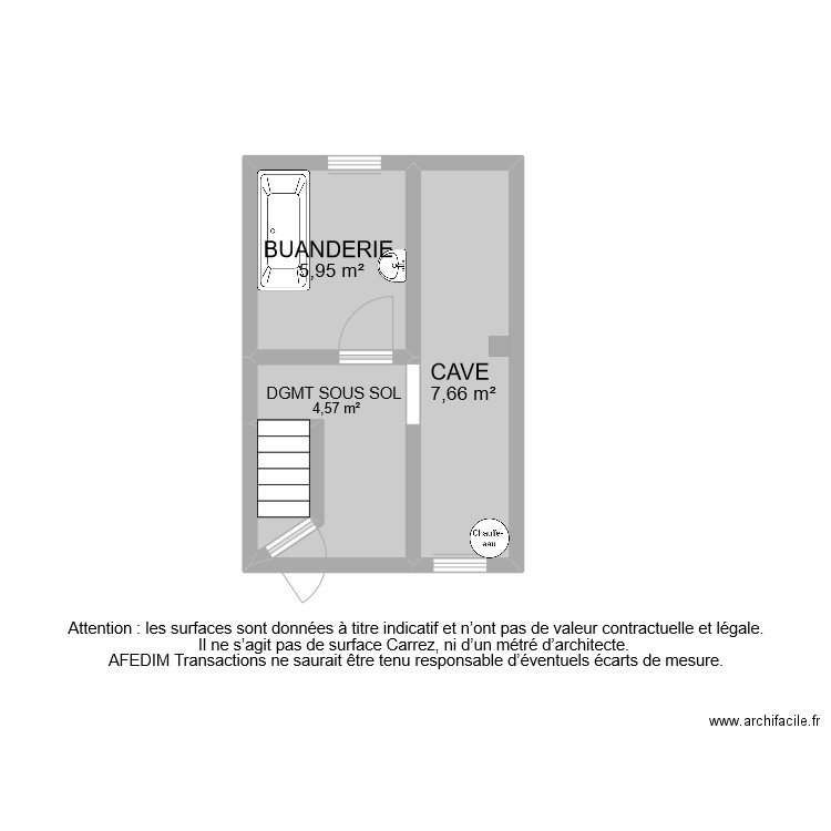 BI 11449 SOUS SOL . Plan de 4 pièces et 19 m2