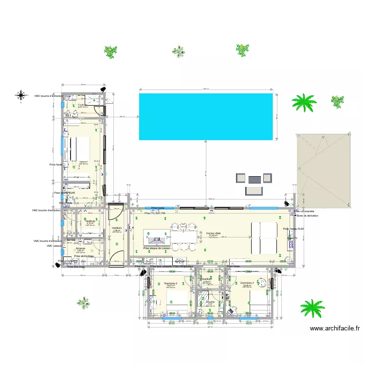 VILLA LAROMANA d&eacute;charge et eau de pluie . Plan de 