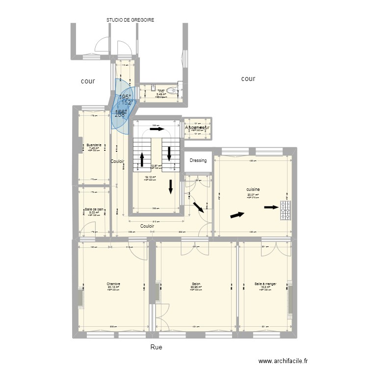 Plan appartement CORRIGE. Plan de 10 pièces et 128 m2