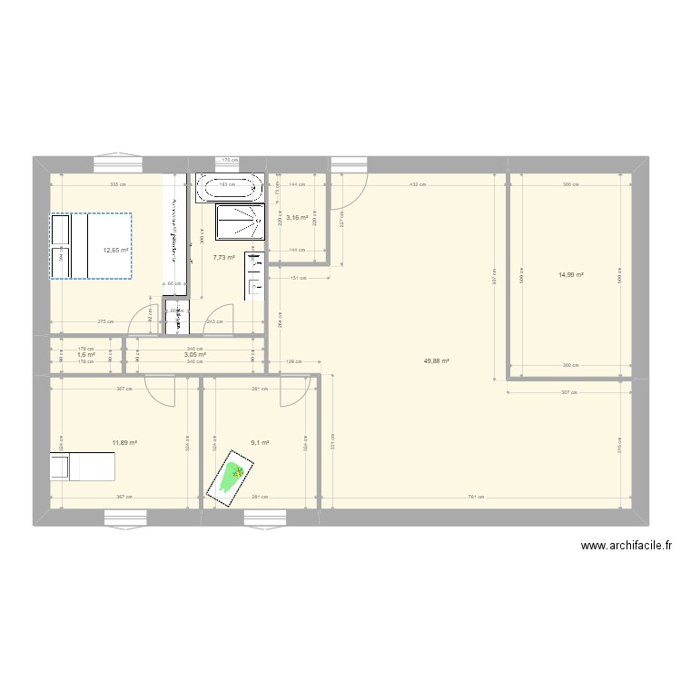 Maison 3ch + Comble aménagable 2. Plan de 9 pièces et 114 m2