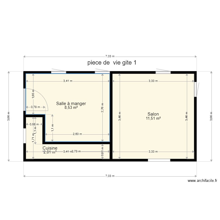 piece de vie gite 1. Plan de 0 pièce et 0 m2