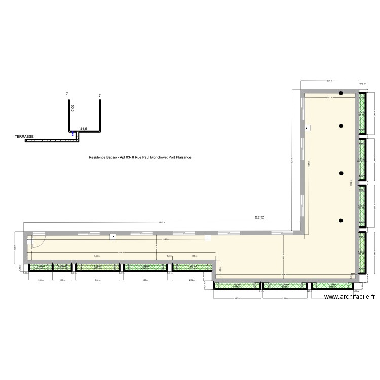 RESIDENCE BAGAO   APPART   TERRASSE . Plan de 13 pièces et 98 m2