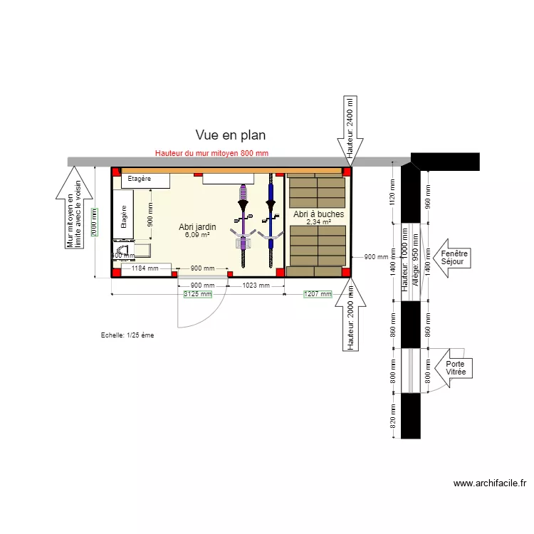 Abri de jardin Pascal Sylvie. Plan de 