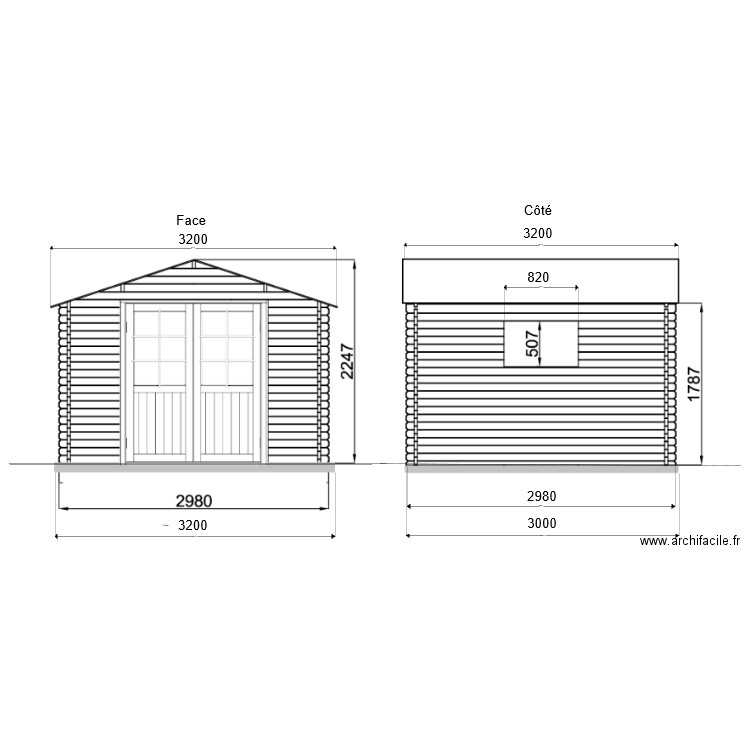Plan coupe Shed. Plan de 0 pièce et 0 m2