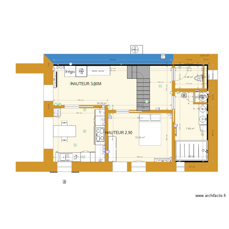 LABERGERIE N8. Plan de 9 pièces et 53 m2