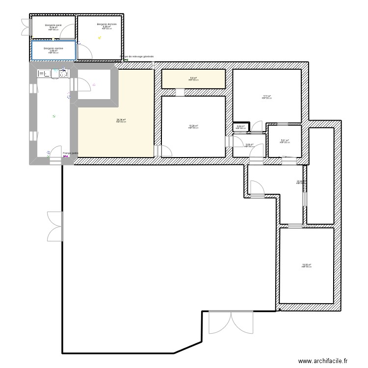 sous sol Electricite. Plan de 14 pièces et 153 m2