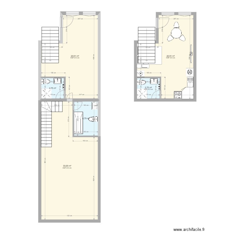 Studio Magny en Vexin. Plan de 6 pièces et 86 m2