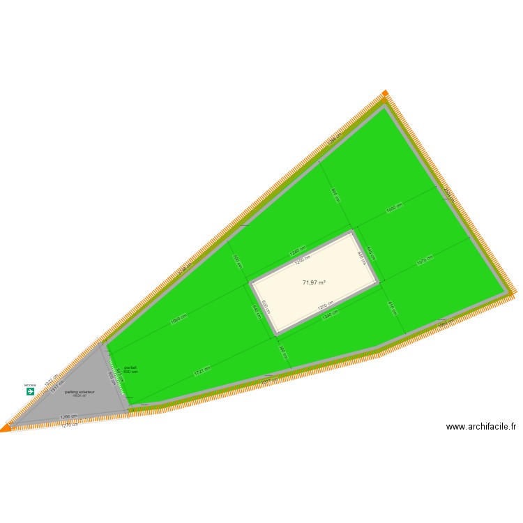 maçonnerie. Plan de 2 pièces et 121 m2