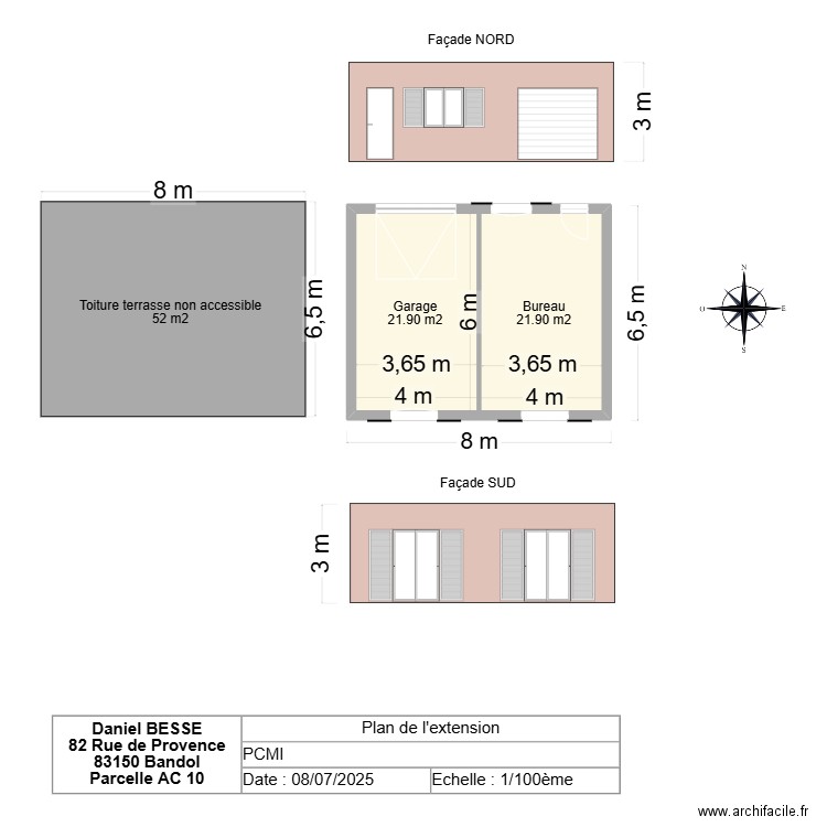 ext besse. Plan de 1 pièce et 45 m2
