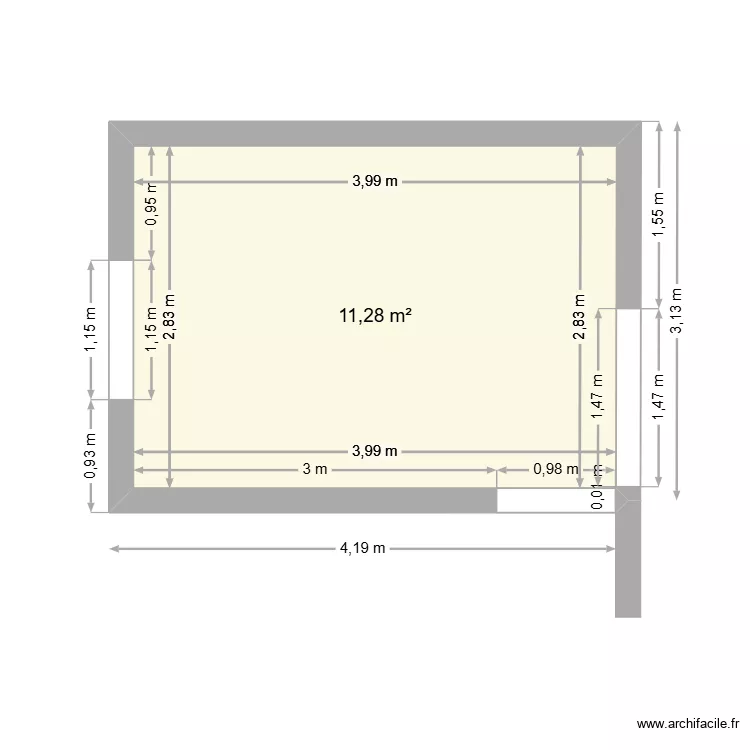 Gis&egrave;le. Plan de 1  et 11 m²