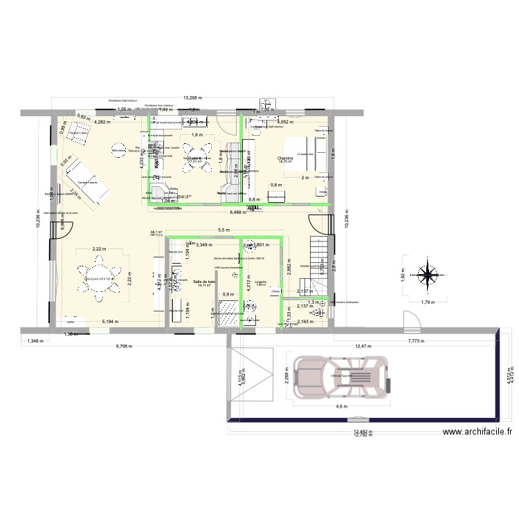 Baylet RDC. Plan de 10 pièces et 251 m2
