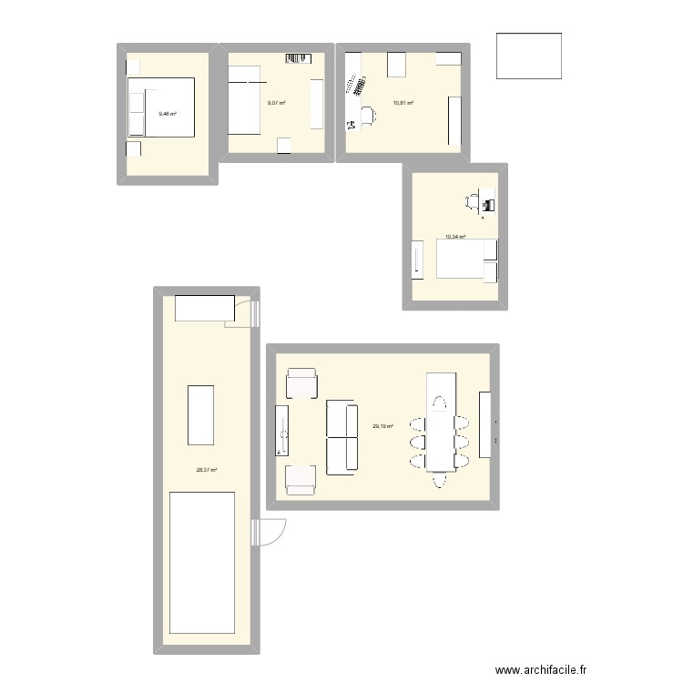 Troyes bis. Plan de 6 pièces et 97 m2