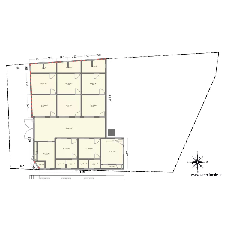 Hounmass&egrave; 13. Plan de 21  et 197 m²