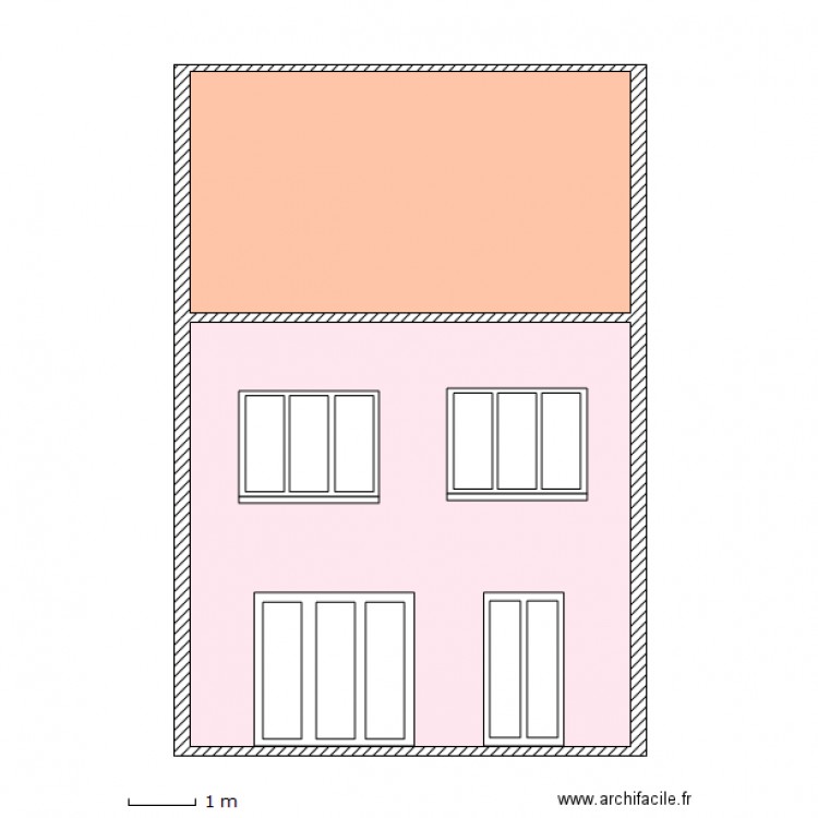 Facade arriere projet porte 2V sans soubssmt. Plan de 0 pièce et 0 m2