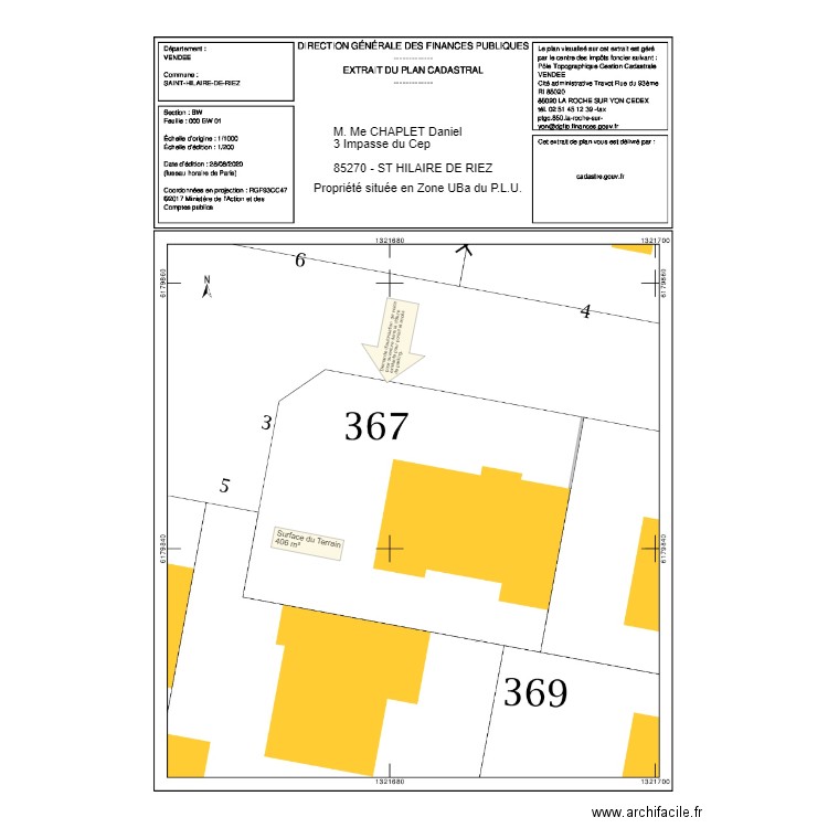 Plan Cadastrale. Plan de 0 pièce et 0 m2