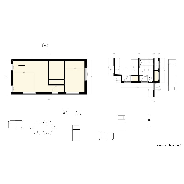 Jasmin Léveillé. Plan de 4 pièces et 33 m2