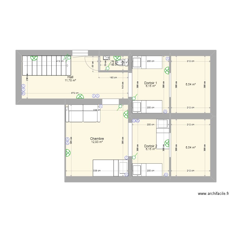 Chalet projet 2 appartement 3 + électricité. Plan de 7 pièces et 51 m2