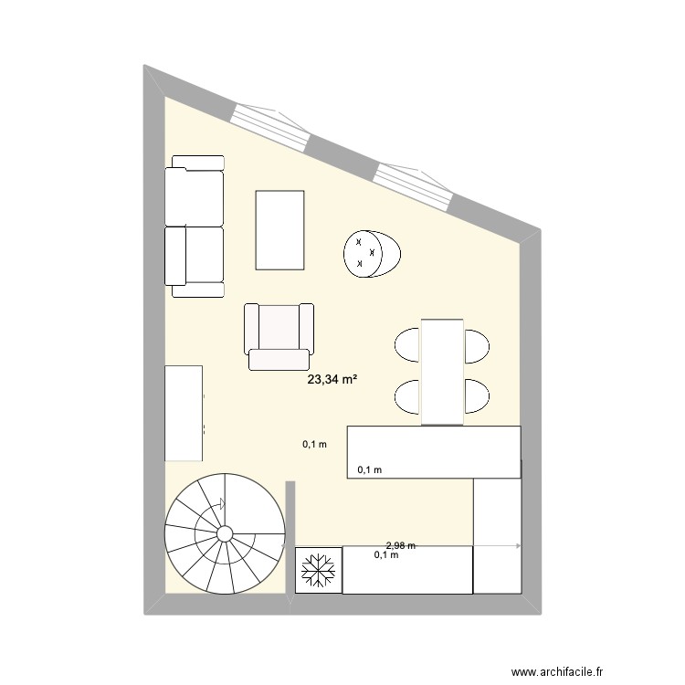 Steinbach Premier escalier. Plan de 1 pièce et 23 m2