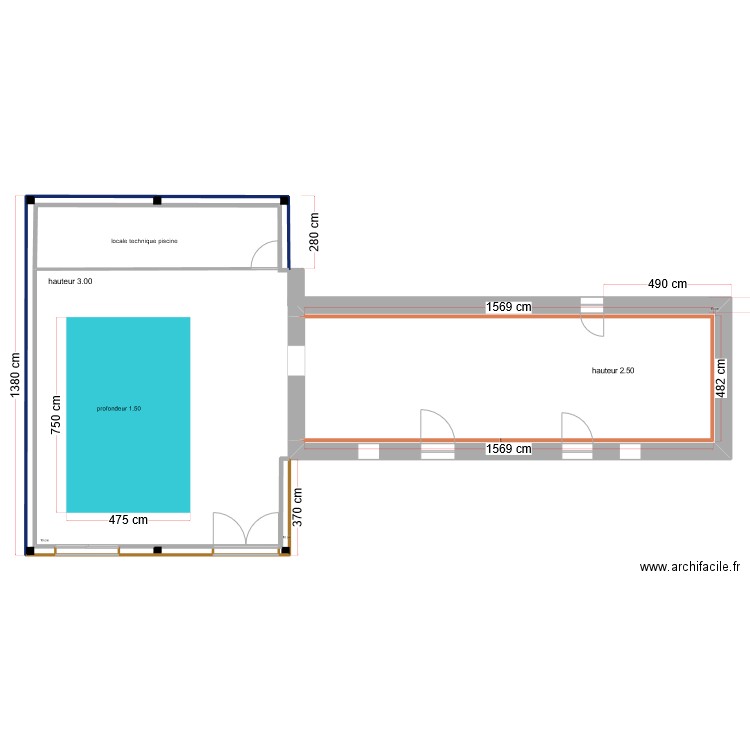 GUERJOUANIC AVEC COUPE. Plan de 3 pièces et 99 m2