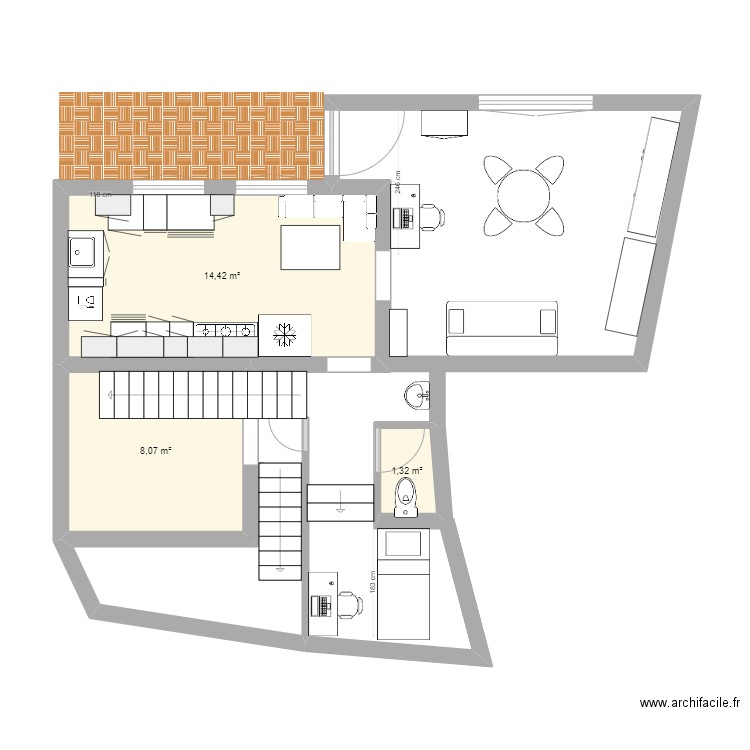 maizilly. Plan de 13 pièces et 70 m2