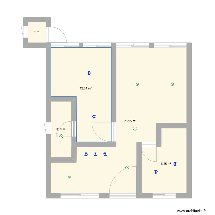 maison de willie. Plan de 5 pièces et 49 m2