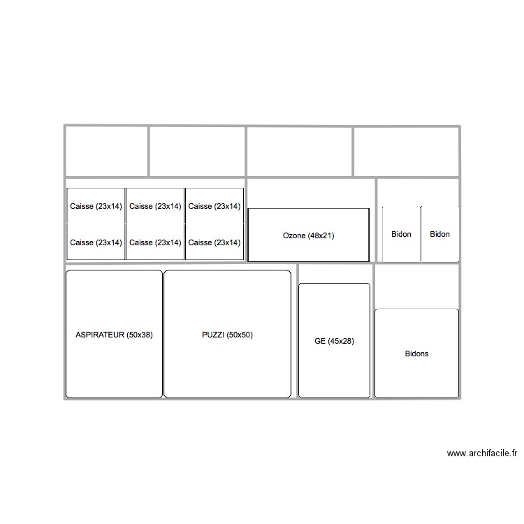 Aménagement Kangoo Haut 1. Plan de 5 pièces et 25 m2