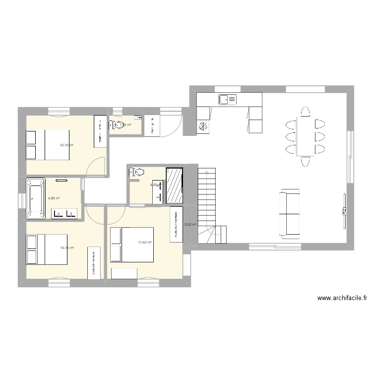 plan maison 2. Plan de 7 pièces et 42 m2