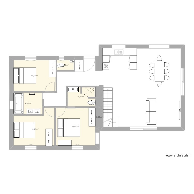 plan maison 2. Plan de 7 pièces et 42 m2