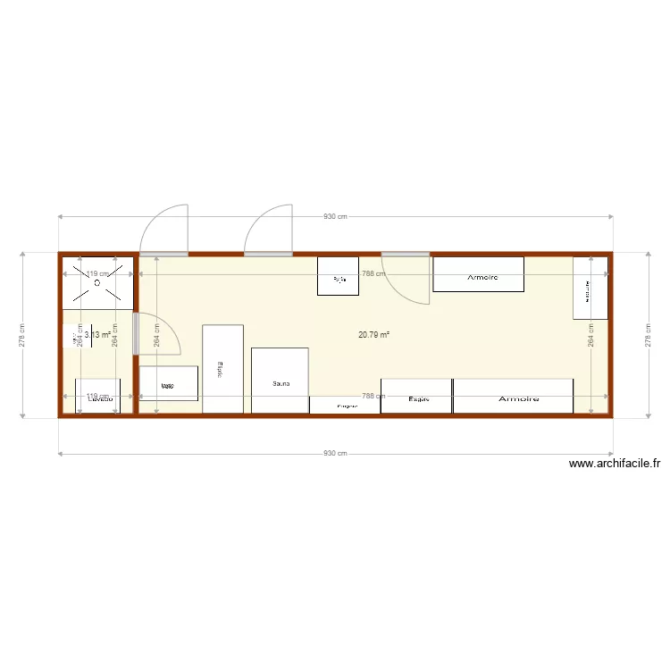 Sdb cave b&ucirc;cherons. Plan de 2  et 24 m²
