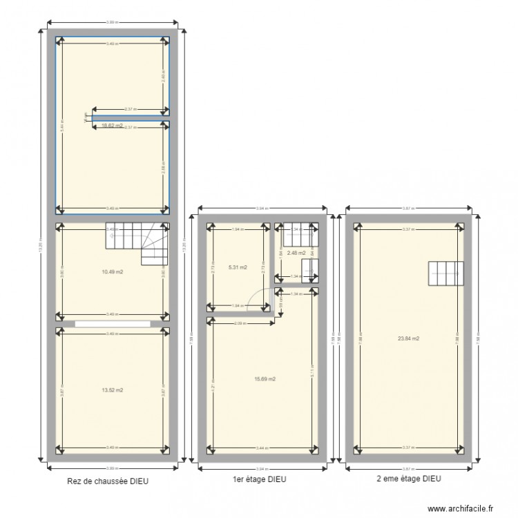 DIEU plans version 1. Plan de 0 pièce et 0 m2