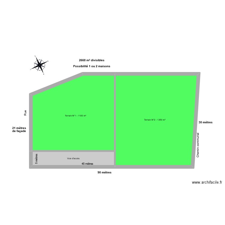 BROT 2 maisons. Plan de 3 pièces et 90 m2