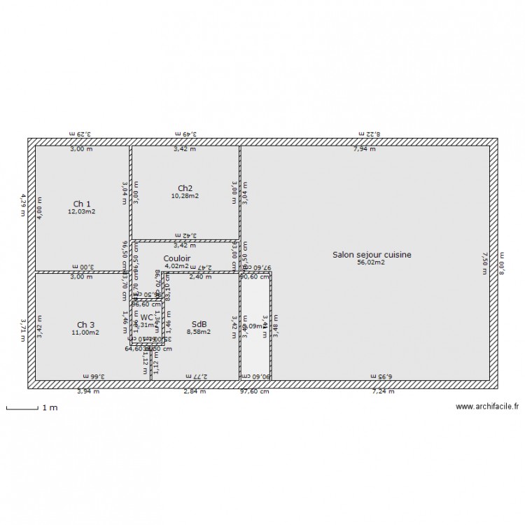 plein pied. Plan de 0 pièce et 0 m2
