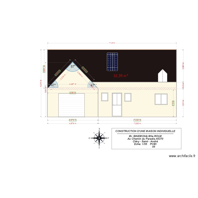 Façade Principale. Plan de 0 pièce et 0 m2