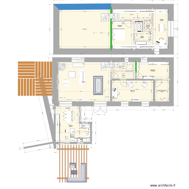 grange 1 nov 2021. Plan de 13 pièces et 224 m2