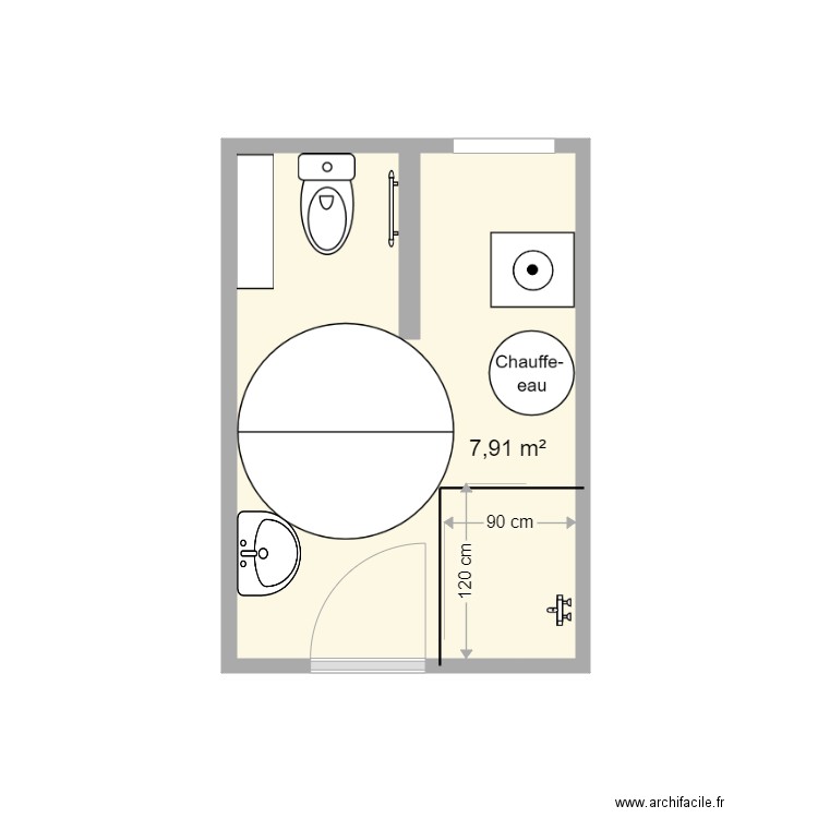 EHRENBOGEN projet SDB. Plan de 1 pièce et 8 m2