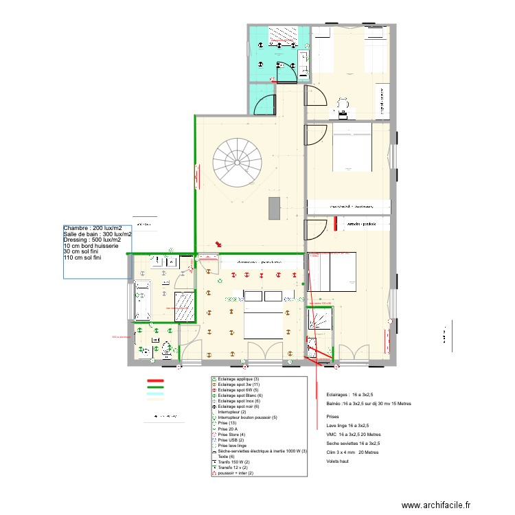 Chambre lit centrale V9. Plan de 0 pièce et 0 m2